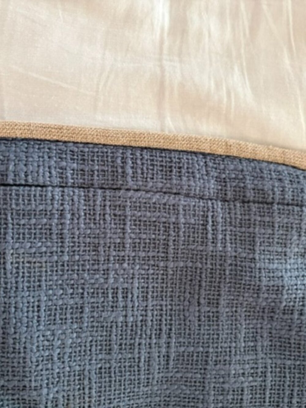 Pottery Barn linen w/jute trim blue square pillow cover 20"x20" EUC
